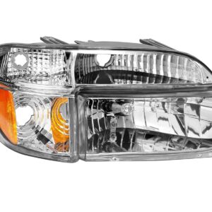 AmeriLite Chrome Replacement Headlights Lamp w/Corner Parking Turn Signal Set For 1995-2001 Ford Explorer - Passenger and Driver Side