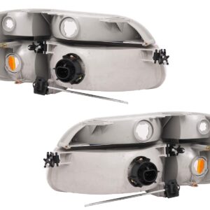 AmeriLite Chrome Replacement Headlights Lamp w/Corner Parking Turn Signal Set For 1995-2001 Ford Explorer - Passenger and Driver Side