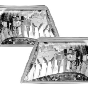 AmeriLite Crystal Replacment Headlights Pair For 1998 1999 2000 Ford Ranger Pickup - Passenger and Driver Side