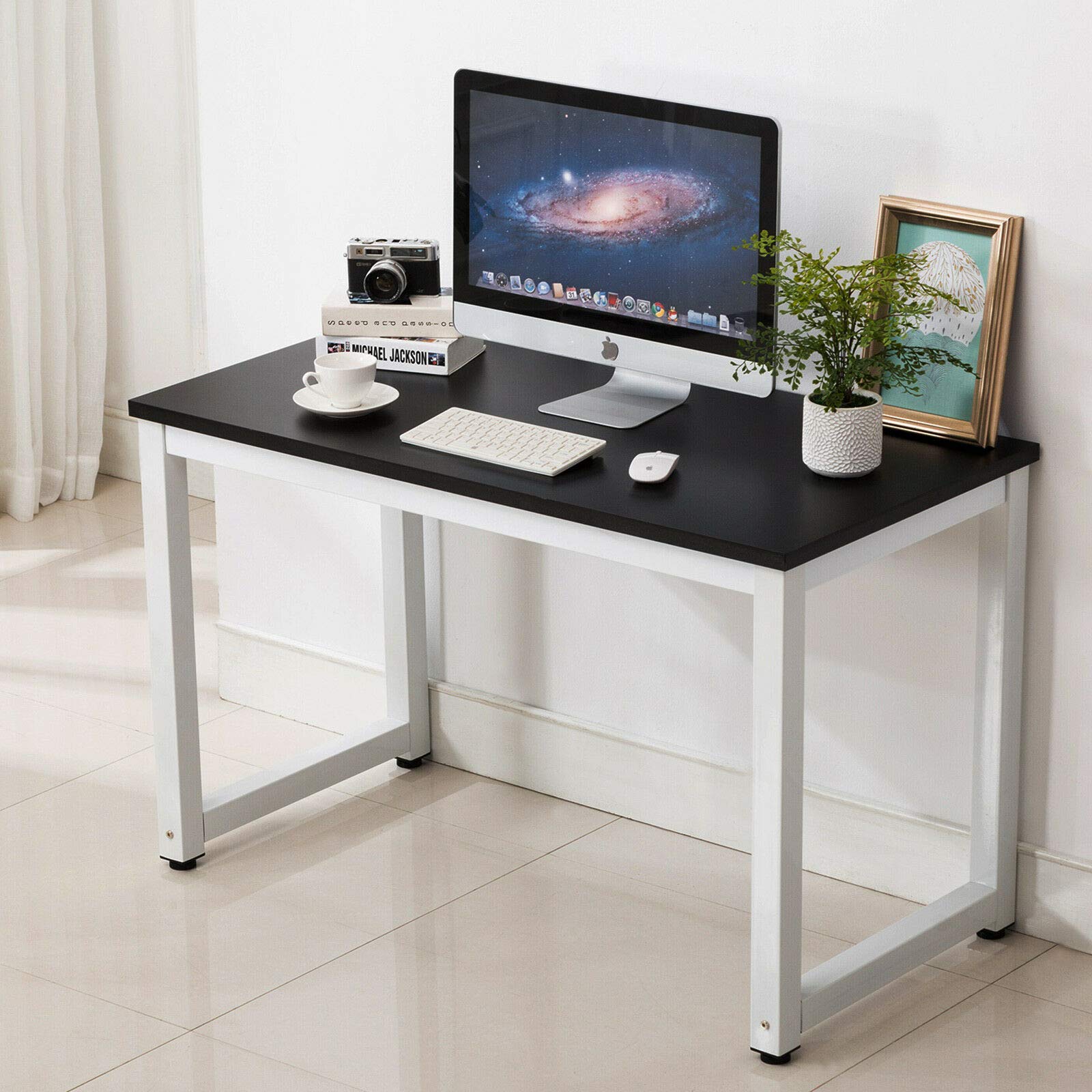 TimmyHouse PC Laptop Computer Desk Table Workstation Home Office Furniture Board Black