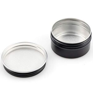 Foraineam 48 Pack 1 oz. Aluminum Round Lip Balm Tin Containers with Screw Lid - Metal Storage Travel Tins Matte Black Empty Tin Jars