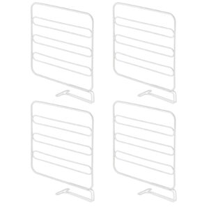 mDesign Versatile Metal Wire Closet Shelf Divider and Separator for Storage and Organization in Bedroom, Bathroom, Kitchen and Office Shelves - Easy Install, 4 Pack - White