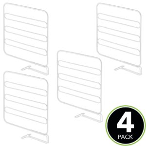 mDesign Versatile Metal Wire Closet Shelf Divider and Separator for Storage and Organization in Bedroom, Bathroom, Kitchen and Office Shelves - Easy Install, 4 Pack - White