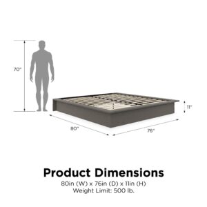 DHP Maven Upholstered Platform Bed with 11 Inch Height for Raised Mattress Support, No Box Spring Needed, King, Gray Linen