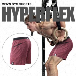 Anthem Athletics Hyperflex 7 Inch Men's Workout Shorts - Zipper Pocket Short for Running, Athletic & Gym Training - Iron Oxblood G2 - Large