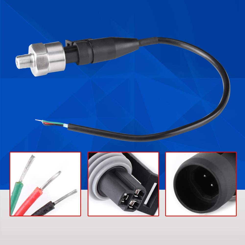 300 PSI Pressure Transducer Sender Sensor with Connector 1/8" NPT Thread Stainless Steel Pressure Transducer for Oil Fuel Air Water (300PSI)