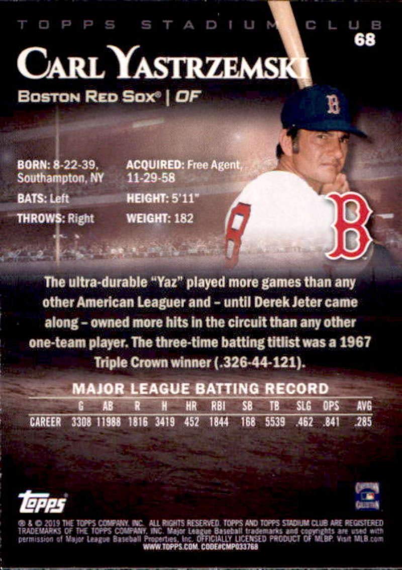 2019 Topps Stadium Club #68 Carl Yastrzemski Boston Red Sox Baseball Card