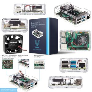 Vilros Basic Starter Kit for Raspberry Pi 4 with Fan Cooled ABS Case-Includes Raspberry Pi 4 Board and 7 Accessories (4GB, Clear Transparent Case)