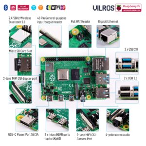 Vilros Basic Starter Kit for Raspberry Pi 4 with Fan Cooled ABS Case-Includes Raspberry Pi 4 Board and 7 Accessories (4GB, Clear Transparent Case)