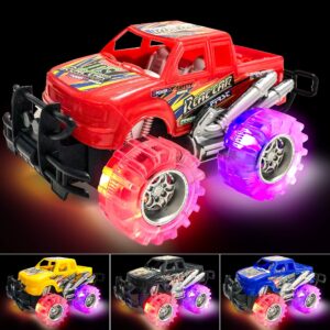 ArtCreativity Light Up Monster Trucks for Boys and Girls, 4-Pack Toy Truck Set, Monster Trucks for Boys 3 4 5 6 7 8 Years Old, Toddler Monster Truck Toys, Light Up Trucks