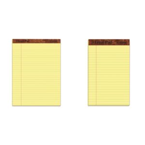 tops the legal pad writing pads, 8-1/2" x 11-3/4", canary paper, legal rule, 50 sheets, 12 pack (7532) & the legal pad writing pads, 5" x 8", jr. legal rule, canary paper, 50 sheets, 12 pack (7501)