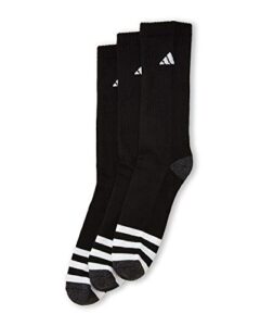 adidas men's 3 pair cushioned compression crew socks; grey (shoe size 6-12)