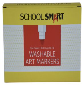 school smart washable art markers, conical tip, red, pack of 12