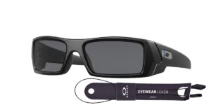 oakley gascan oo9014 901411 matte black- blue stripe/grey sunglasses + bundle accessory leash + bundle with designer iwear eyewear kit