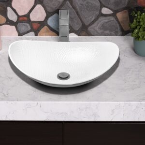 Monarch Abode 19086 Hand Hammered Classic White Harbor Vessel Bathroom Sink (19 inches)