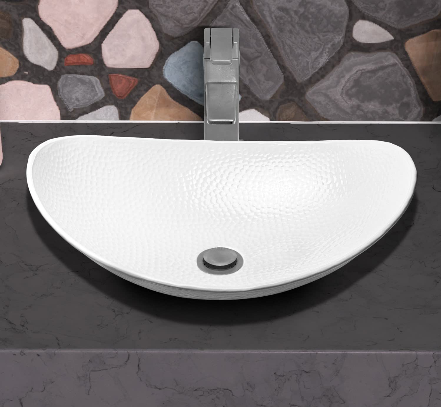 Monarch Abode 19086 Hand Hammered Classic White Harbor Vessel Bathroom Sink (19 inches)