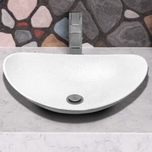 Monarch Abode 19086 Hand Hammered Classic White Harbor Vessel Bathroom Sink (19 inches)