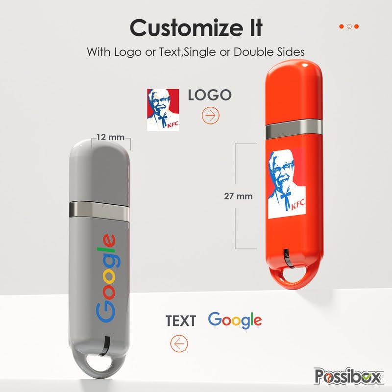 Possibox Custom Promotional USB Flash Drive 1GB Printed with Your Logo - as Campaign Gift Bulk - 300 Pack