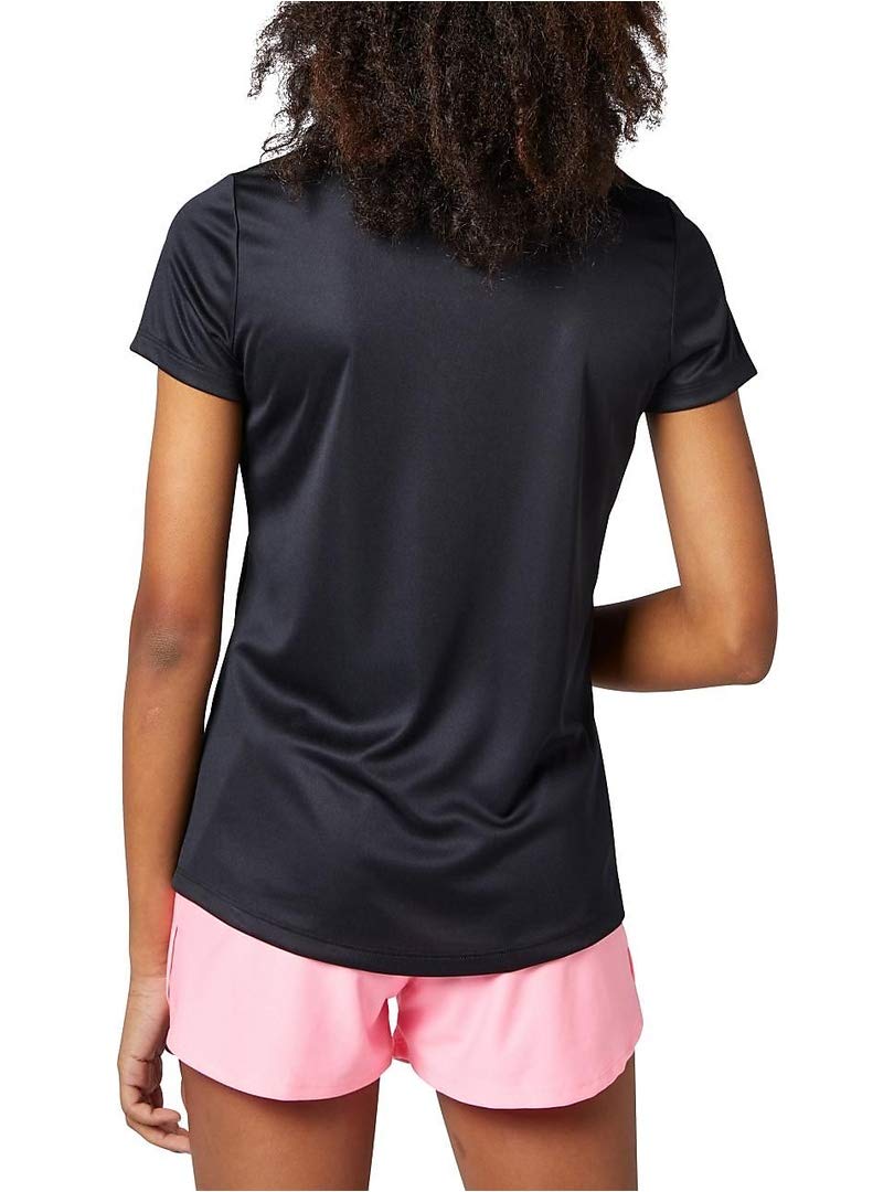 Under Armour Girls' Tech Solid Graphic Big Logo Short Sleeve T-shirt, Black (001)/Pink Craze, Youth X-Small