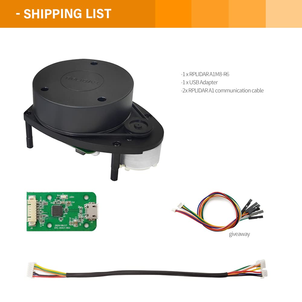 Slamtec RPLIDAR A1M8 2D 360 Degree 12 Meters Scanning Radius LIDAR Sensor Scanner for Obstacle Avoidance and Navigation of Robots