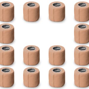 (14-Pack) 2” x 5 Yards | Beige Self Adhesive Bandage Wrap – Breathable Self Adherent Wrap for People & Pets - Athletic Elastic Cohesive Bandage for Sports Injury: Ankle, Knee & Wrist sprains