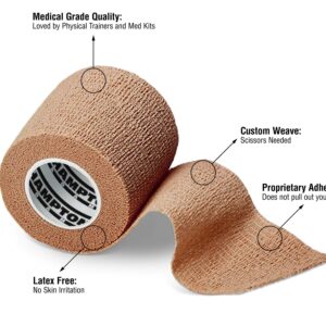 (14-Pack) 2” x 5 Yards | Beige Self Adhesive Bandage Wrap – Breathable Self Adherent Wrap for People & Pets - Athletic Elastic Cohesive Bandage for Sports Injury: Ankle, Knee & Wrist sprains