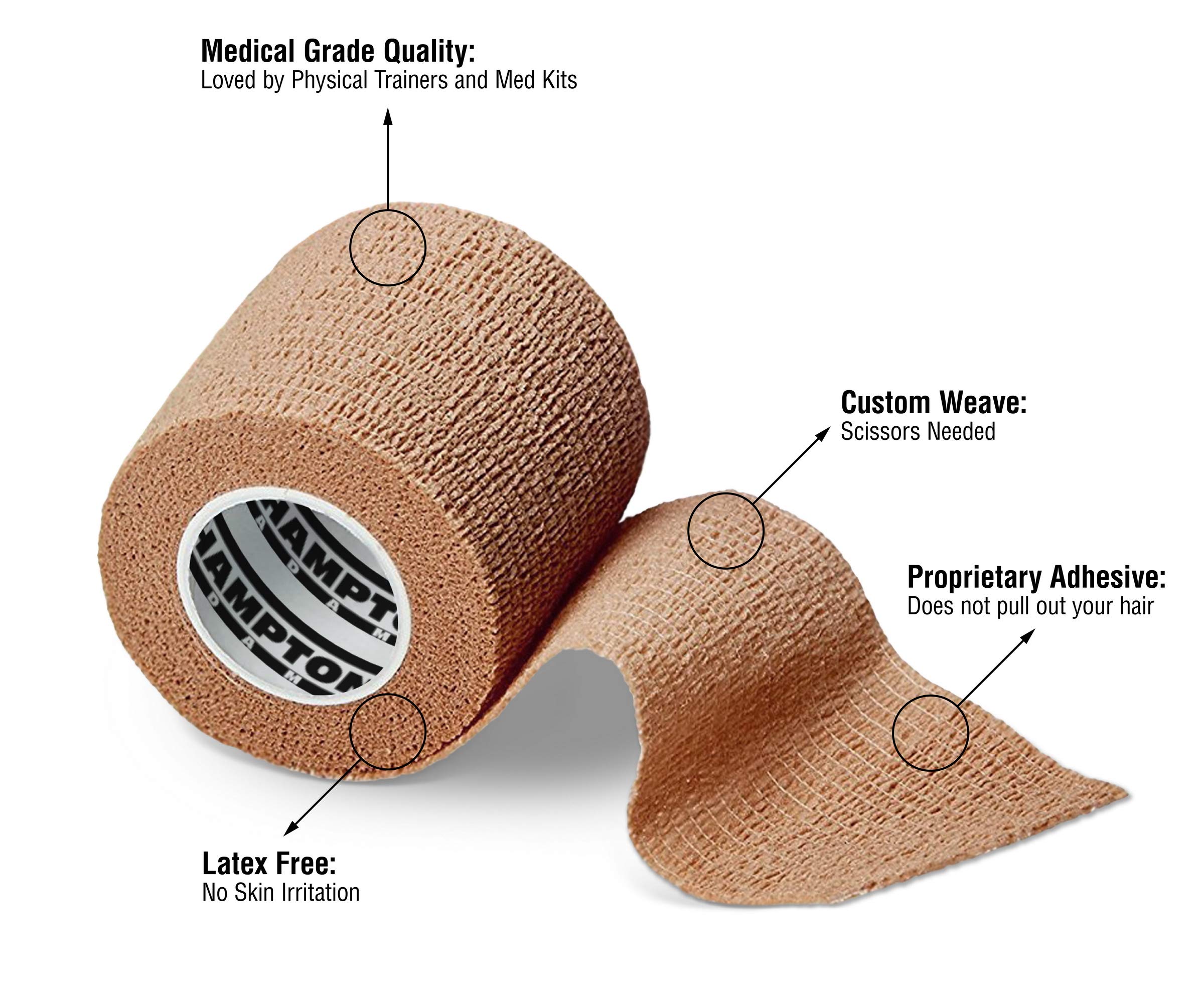 (14-Pack) 2” x 5 Yards | Beige Self Adhesive Bandage Wrap – Breathable Self Adherent Wrap for People & Pets - Athletic Elastic Cohesive Bandage for Sports Injury: Ankle, Knee & Wrist sprains