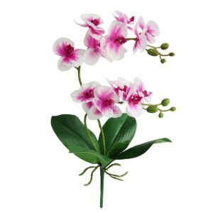 jasming artificial phaleanopsis flowers fake orchids leaves branches for home bonsai garden decoration (pink)