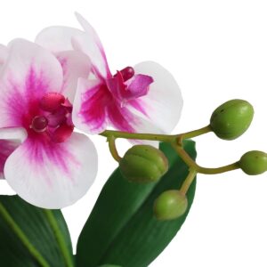 Jasming Artificial Phaleanopsis Flowers Fake Orchids Leaves Branches for Home Bonsai Garden Decoration (Pink)