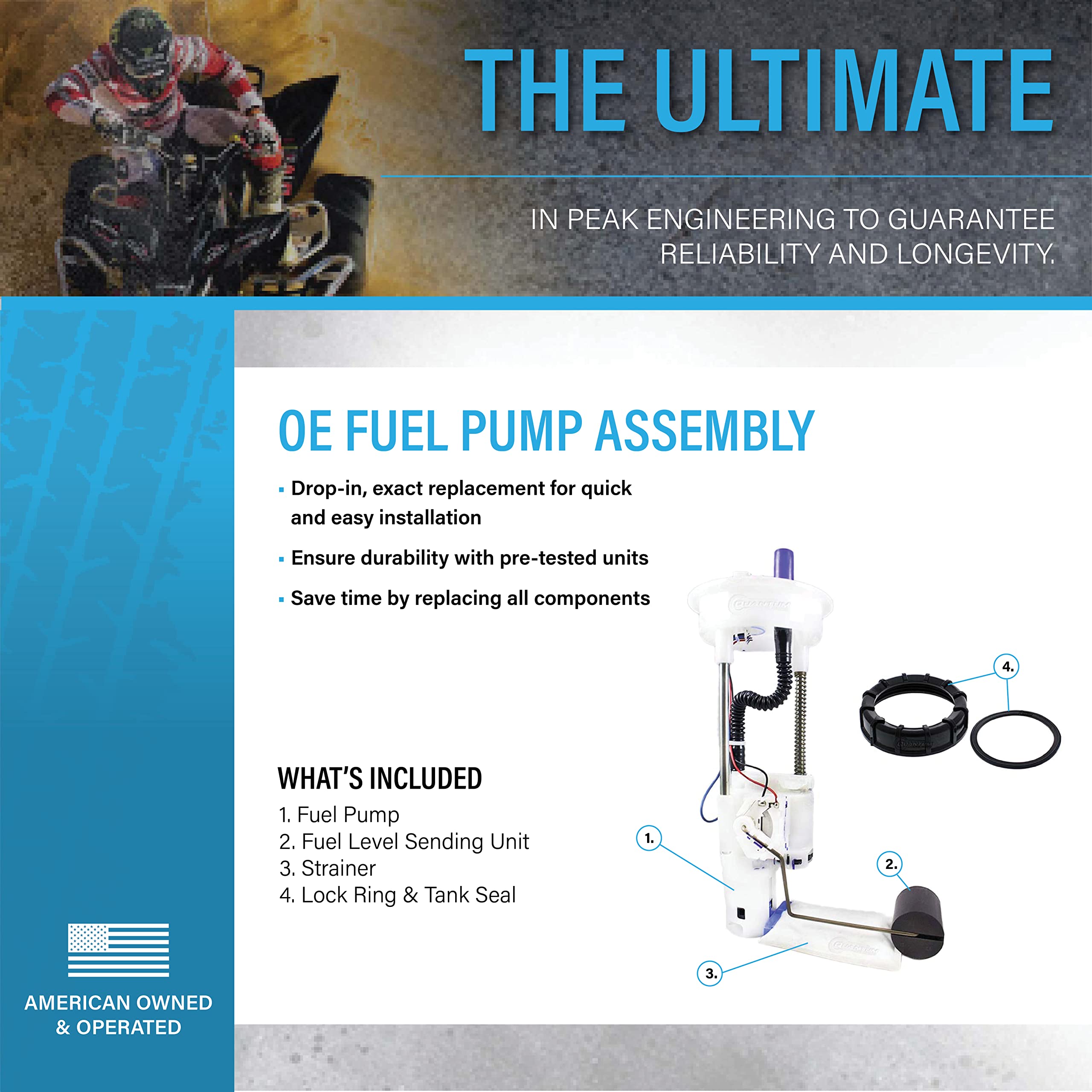 QFS OEM In-Tank Fuel Pump Assembly Replacement for Polaris Ace 325 570 900 / RZR 4 900 64 XP 4 1000 / Sportsman Ace XP 1000 / Scrambler XP 1000 Full Assembly, 2014-2022, OEM 2208323 2208591
