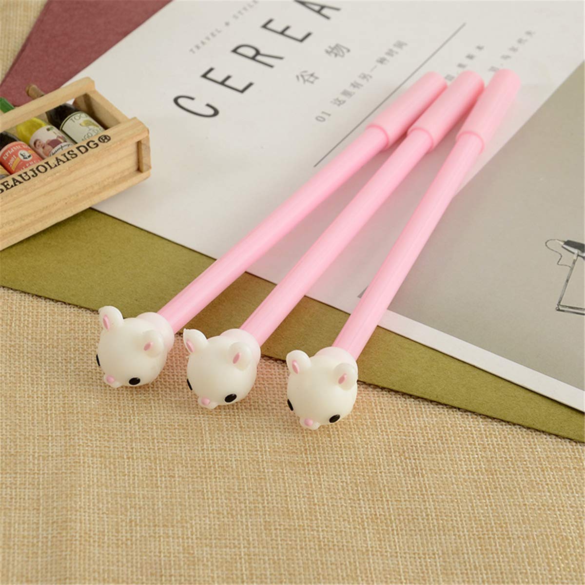 Cartoon Rabbit, Panda, Pig, Tiger Shape Originality Fashion Designed Gel Pens Cartoon ballpoint pen Cute Creative Stationery and Office Supplies (12)