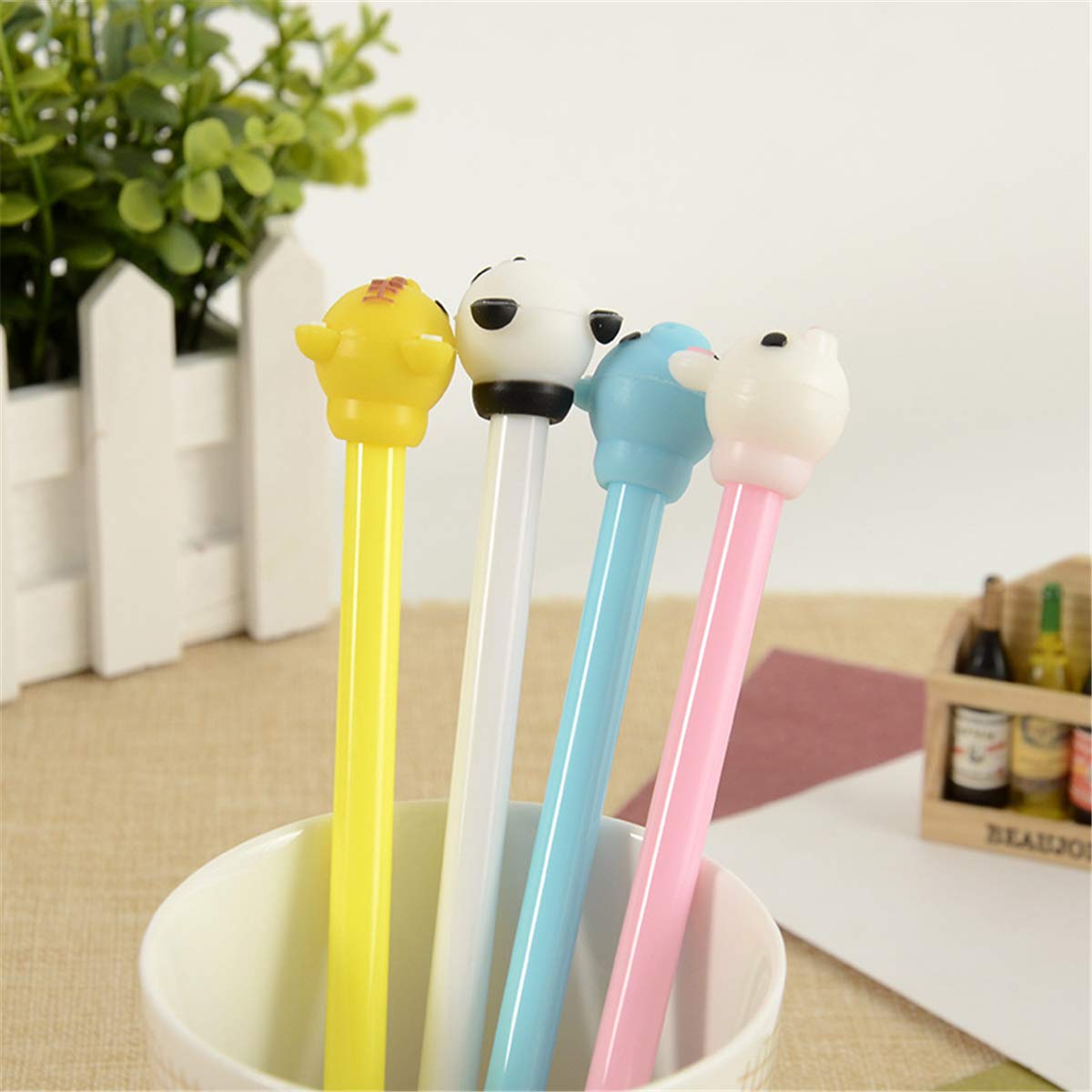 Cartoon Rabbit, Panda, Pig, Tiger Shape Originality Fashion Designed Gel Pens Cartoon ballpoint pen Cute Creative Stationery and Office Supplies (12)