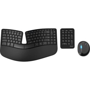 microsoft sculpt ergonomic wireless desktop keyboard and mouse - black. wireless , comfortable, ergonomic keyboard and mouse combo with split design and palm rest.