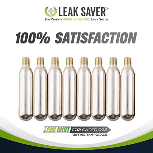 Leak Saver - Leak Shot Refrigerant Grade CO2 Refill Cartridges (8 Pack) - Refill for The Leak Shot HVAC Kit (Sold Separately) - for A/C & Refrigeration Systems - USA Made