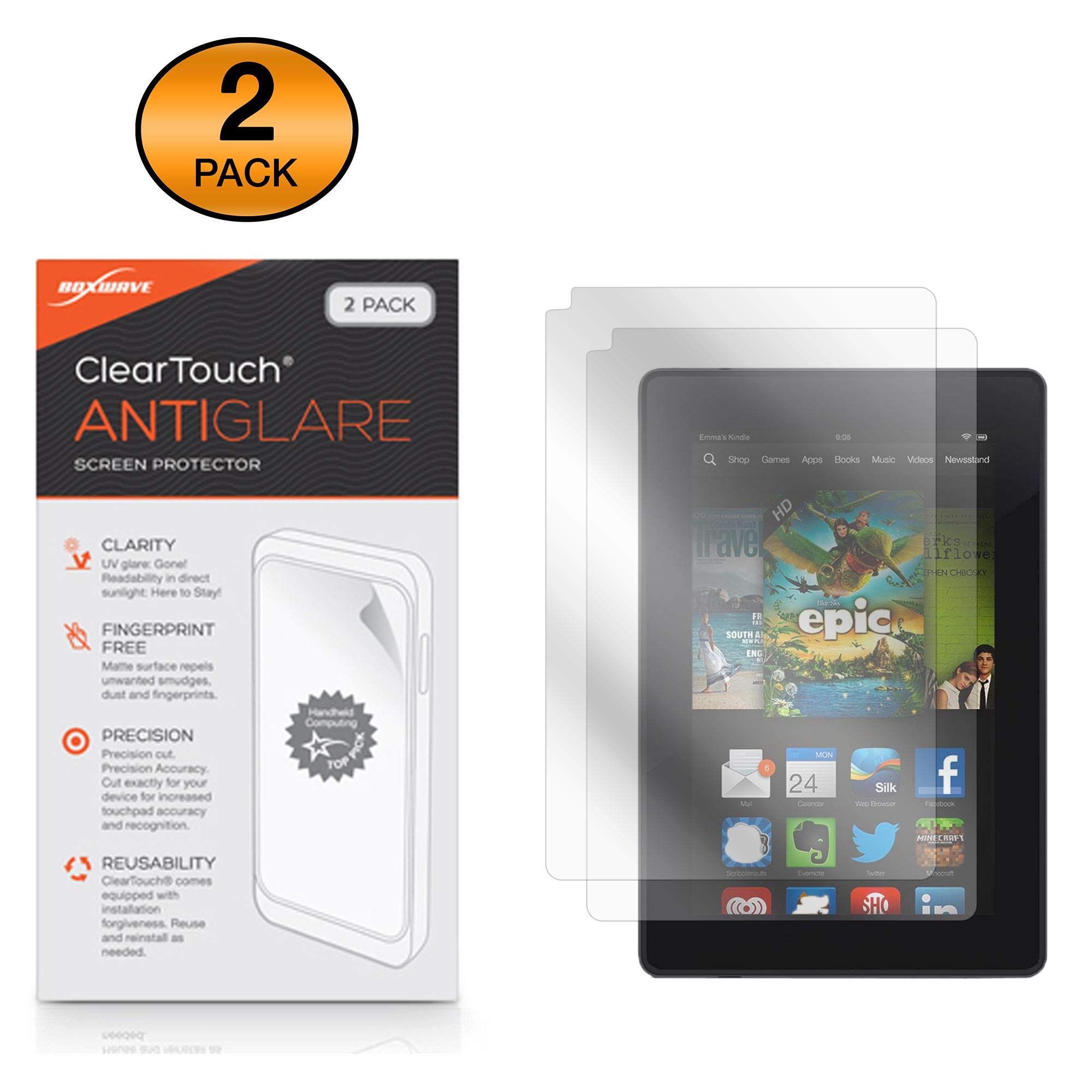 BoxWave Screen Protector Compatible With Kindle Fire (1st Gen 2011) - ClearTouch Anti-Glare (2-Pack), Anti-Fingerprint Matte Film Skin for Kindle Fire (1st Gen 2011), Amazon Kindle Fire (1st Gen 2011)