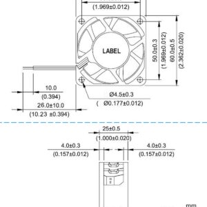 GDSTIME 60mm Fan, 60mm x 60mm x 25mm Dual Ball Bearings 12V DC Brushless Cooling Fan