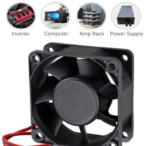 GDSTIME 60mm Fan, 60mm x 60mm x 25mm Dual Ball Bearings 12V DC Brushless Cooling Fan