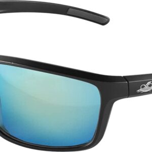 Bullhead Safety Pompano Polarized Safety Glasses, ANSI Z87+, Performance Fog Technology and Scratch Resistant Lenses, Polycarbonate Eyewear with UV Light Protection, Ice Blue Lenses, Matte Black Frame