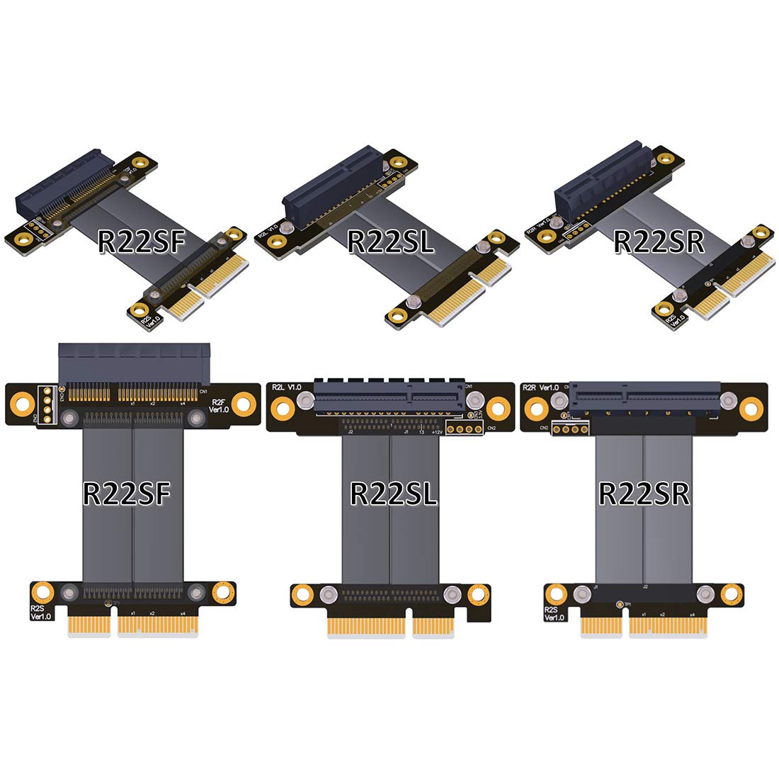 ADT-LINK PCIe 3.0 x4 Extension Cable 32G/BPS PCI Express 4X Graphic SSD RAID Extender Conversion Riser Card Vertical 90 R22SL(5CM)