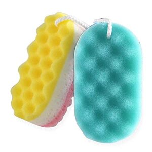 Winture Pack of 3 Exfoliating Foam Sea Sponge Natural Feel Soft Bath Sponge Body Shower Sponges for Women Men (Extra Large Size)