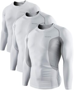 devops 3 pack men's athletic long sleeve compression shirts (x-large, white/white/white)