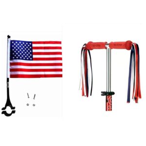 aishemi kids bike satin ribbon streamer scooter cloth tassel and american/usa flag for girls boys - easy attachment to cycle's handlebars