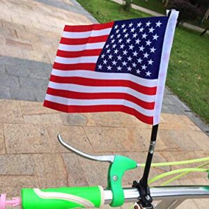 AISHEMI Kids Bike Satin Ribbon Streamer Scooter Cloth Tassel and American/USA Flag for Girls Boys - Easy Attachment to Cycle's Handlebars