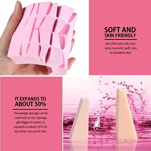 Teenitor 48 Pieces Makeup Sponge Blender For Face Curve Blending, Latex Free Small Wedge Shaped Smooth Apply Beauty Sponge Applicator For Liquid Cream Foundation Halloween Costume Festival Makeup