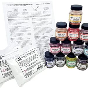 Procion MX Dye Color Set - Includes 13 2/3 Ounce Jars - 2-1lb Soda Ash Dye Fixer - Instruction Sheet - Color Chart