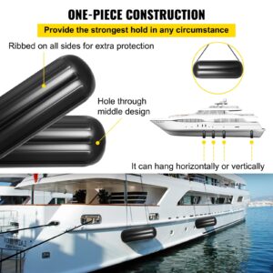 Vevor Boat Fenders 10 x 28 inches, Vinyl Boat Fender Pack of 4, Ribbed Twin Eyes Boat Bumpers Black and Pump to Inflate : Sports & Outdoors