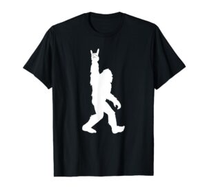 funny bigfoot rock and roll tshirt for sasquatch believers t-shirt