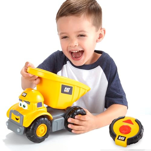 CAT Construction Toys, Junior Crew Lil' Movers Remote Control Truck, RC Car + Dump Truck, Working Headlights, with Child Friendly Controller