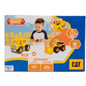 CAT Construction Toys, Junior Crew Lil' Movers Remote Control Truck, RC Car + Dump Truck, Working Headlights, with Child Friendly Controller