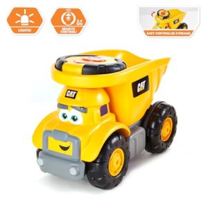 CAT Construction Toys, Junior Crew Lil' Movers Remote Control Truck, RC Car + Dump Truck, Working Headlights, with Child Friendly Controller